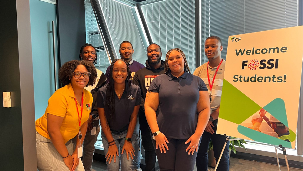 Brandis Nathan (back row, second from left) with fellow FOSSI scholars at the CF Industries Summer 2024 Exploration Internship orientation.