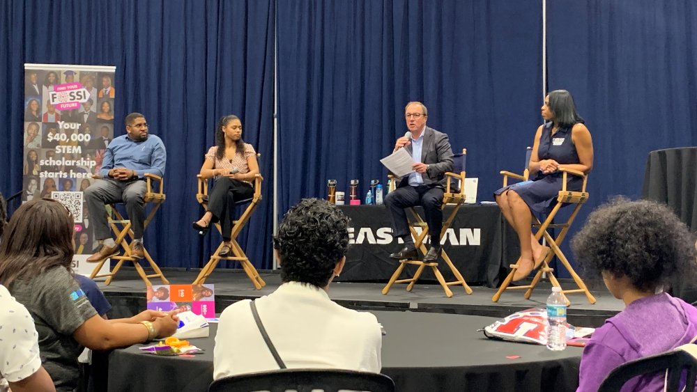 From left to right: From left to right: FOSSI Lunch & Learn panelists Andrew Yacinthe (Eastman), Alyshia Williams (Eastman), Brad A. Lich (Eastman) and Dr. Kimberly Wise White (ACC)