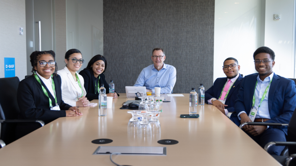 Pictured above: Mike Heinz (center) with FOSSI scholars & BASF summer interns: Chelsea Minard (Morgan State University), Alina Tullos (Alabama A&M University), Summer Laird (FAMU), Zackery McCray (Prairie View A&M University), Ambrose Kee (North Carolina A&T State University)