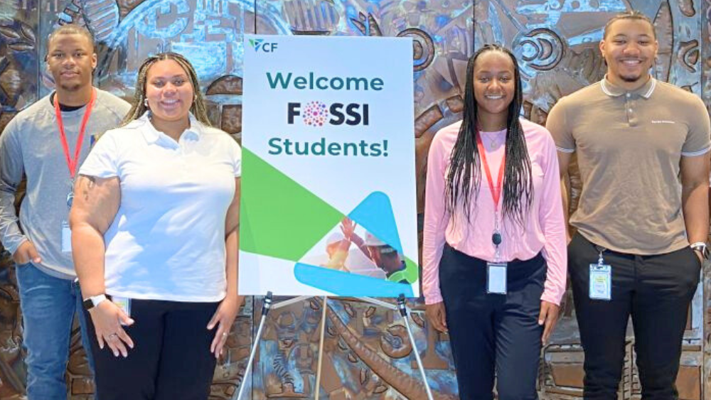 Kamyla Bullock with fellow FOSSI scholars at the CF Industries Summer Exploration Internship orientation. (Left to right: Armon Williams, Gianni Phillips, Kamyla Bullock and Brandis Nathan)