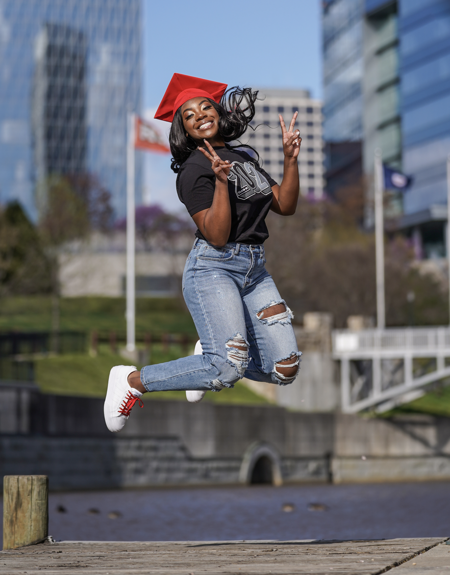 Aliya Smith celebrating graduation